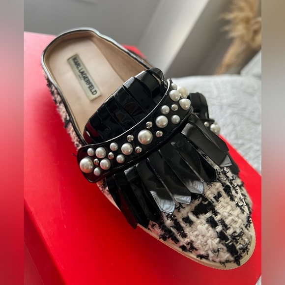 Karl Lagerfeld tweed Becky mules size 7.5 - Picture 2 of 5